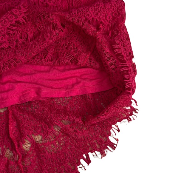 Free People | Red "Daydream" Lace Sleeveless Formal Mini Dress with Open Back L - Picture 6 of 12